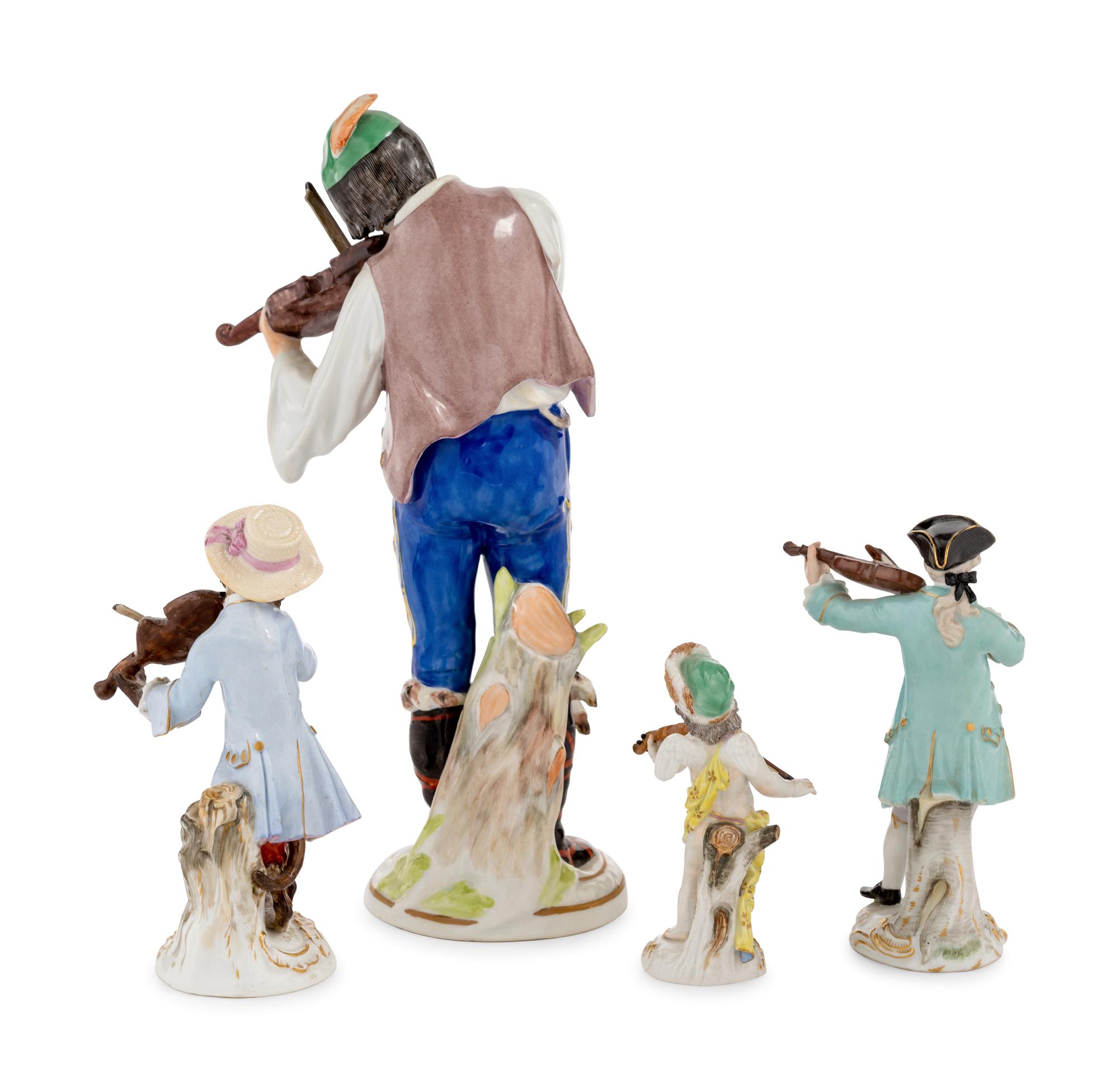 Four Meissen Porcelain Violin Players