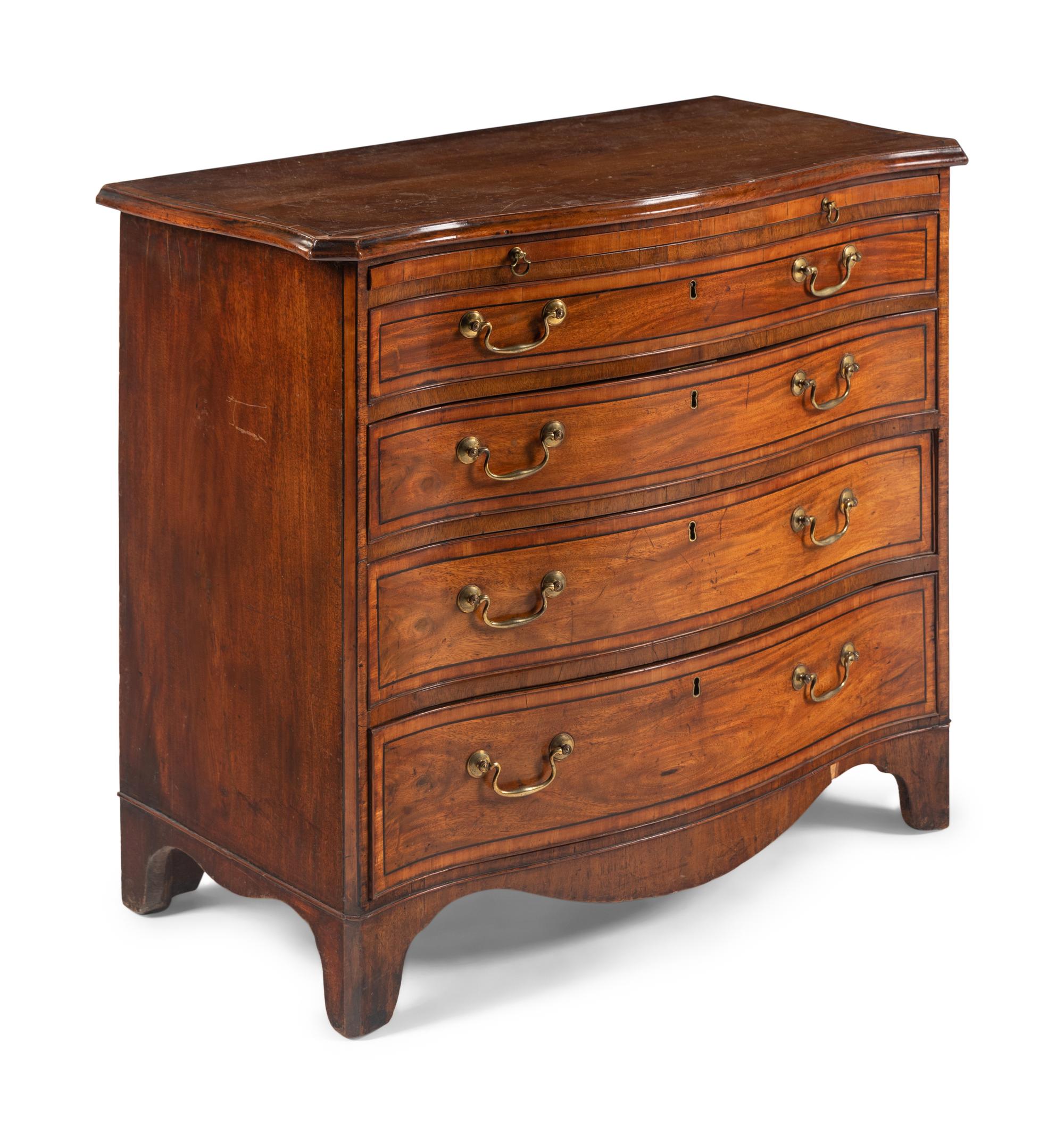 A George III Satinwood and Ebony-Inlaid Mahogany Bachelor's Chest