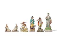 A collection of nine Staffordshire figures, England, late 18th / early 19th century