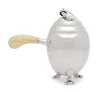A Georg Jensen Blossom Hammered Silver Chocolate Pot
