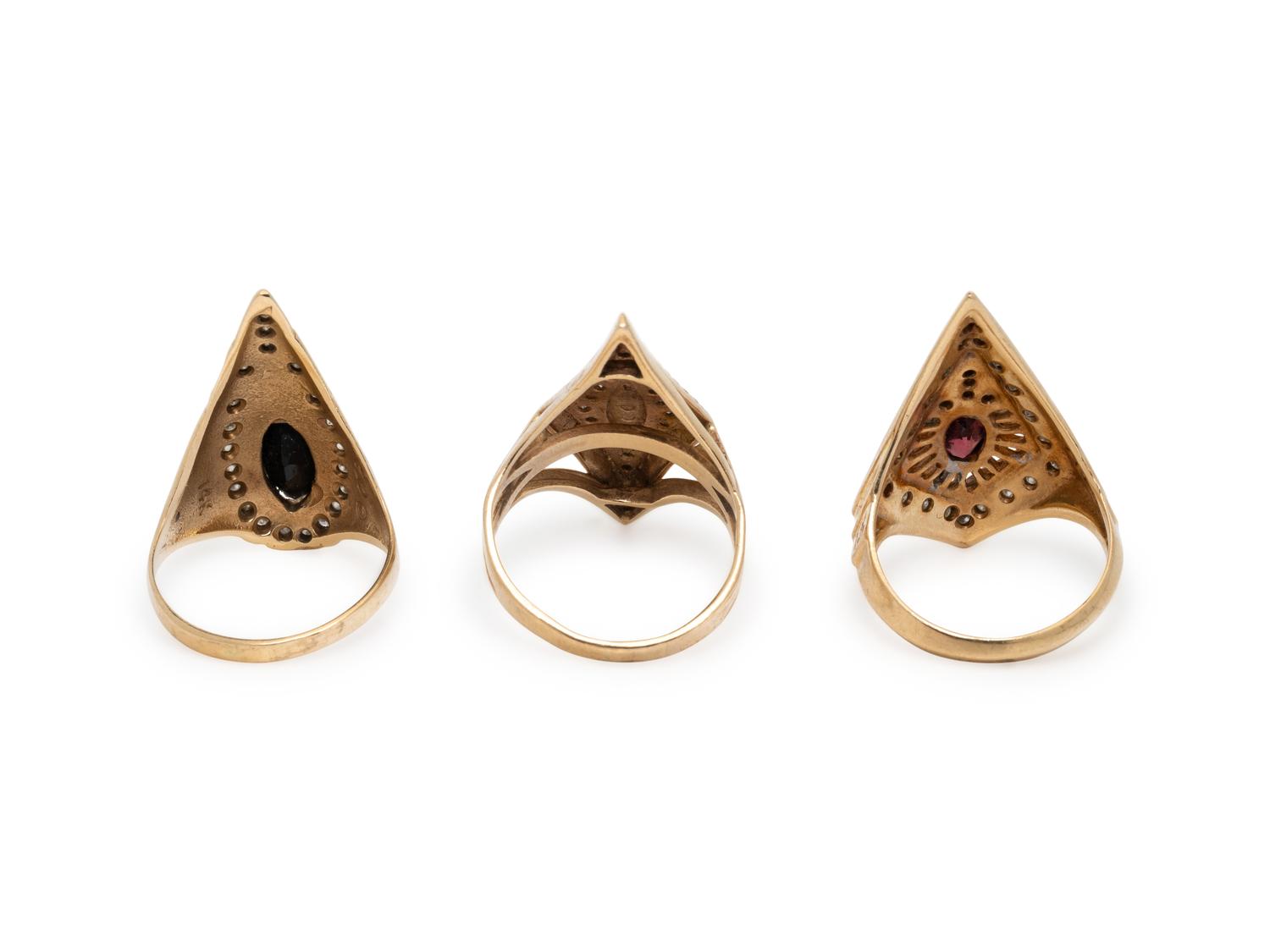 ERTÉ, COLLECTION OF YELLOW GOLD, GEMSTONE, AND DIAMOND RINGS