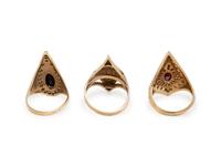 ERTÉ, COLLECTION OF YELLOW GOLD, GEMSTONE, AND DIAMOND RINGS