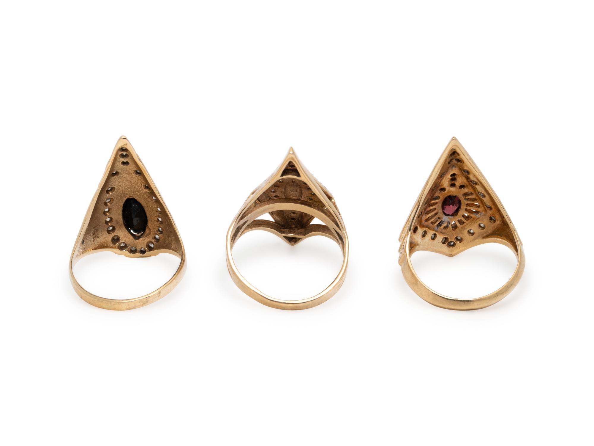 ERTÉ, COLLECTION OF YELLOW GOLD, GEMSTONE, AND DIAMOND RINGS