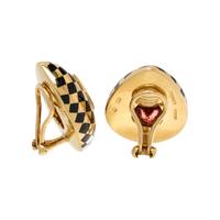 ANGELA CUMMINGS, YELLOW GOLD, RUBELLITE TOURMALINE AND BLACK JADE EARCLIPS