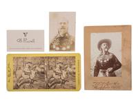 [CODY, William F. "Buffalo Bill" (1846-1917)]. A group of 8 items highlighted by 6 photographs of "Buffalo Bill," comprising: