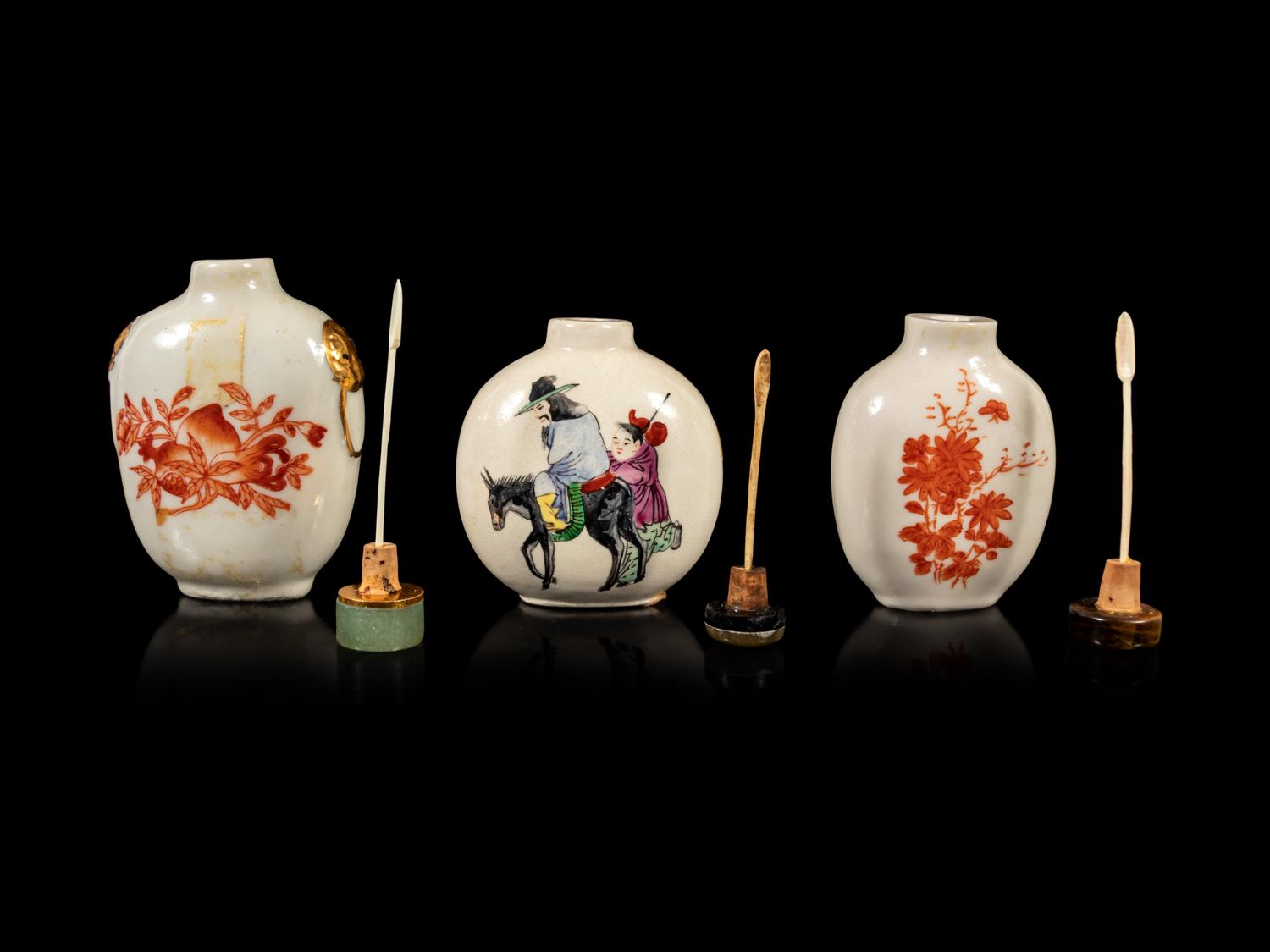 Three Chinese Porcelain Snuff Bottles