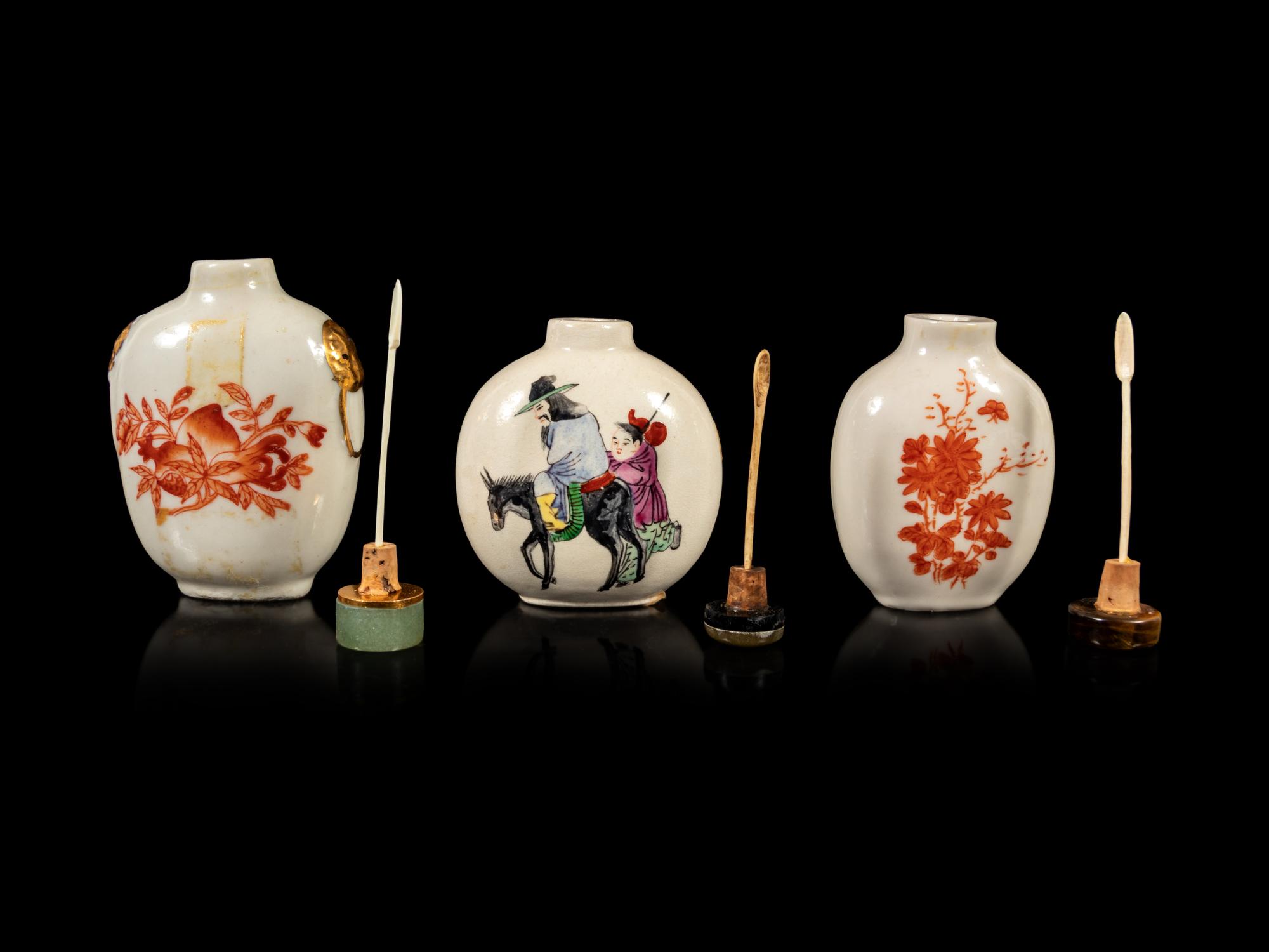 Three Chinese Porcelain Snuff Bottles