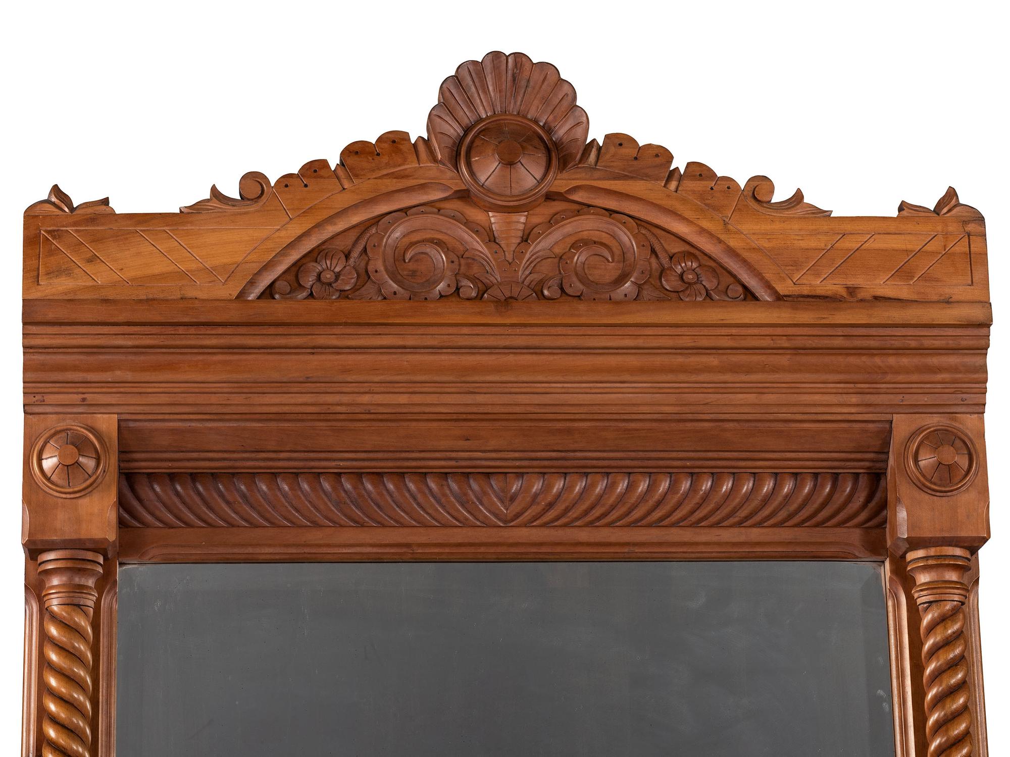 An Eastlake Style Hall Mirror with Marble Top Cabinet Base