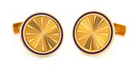 A Pair of 18 Karat Yellow Gold and Enamel Cuff Links, Bulgari, 13.50 dwts.
