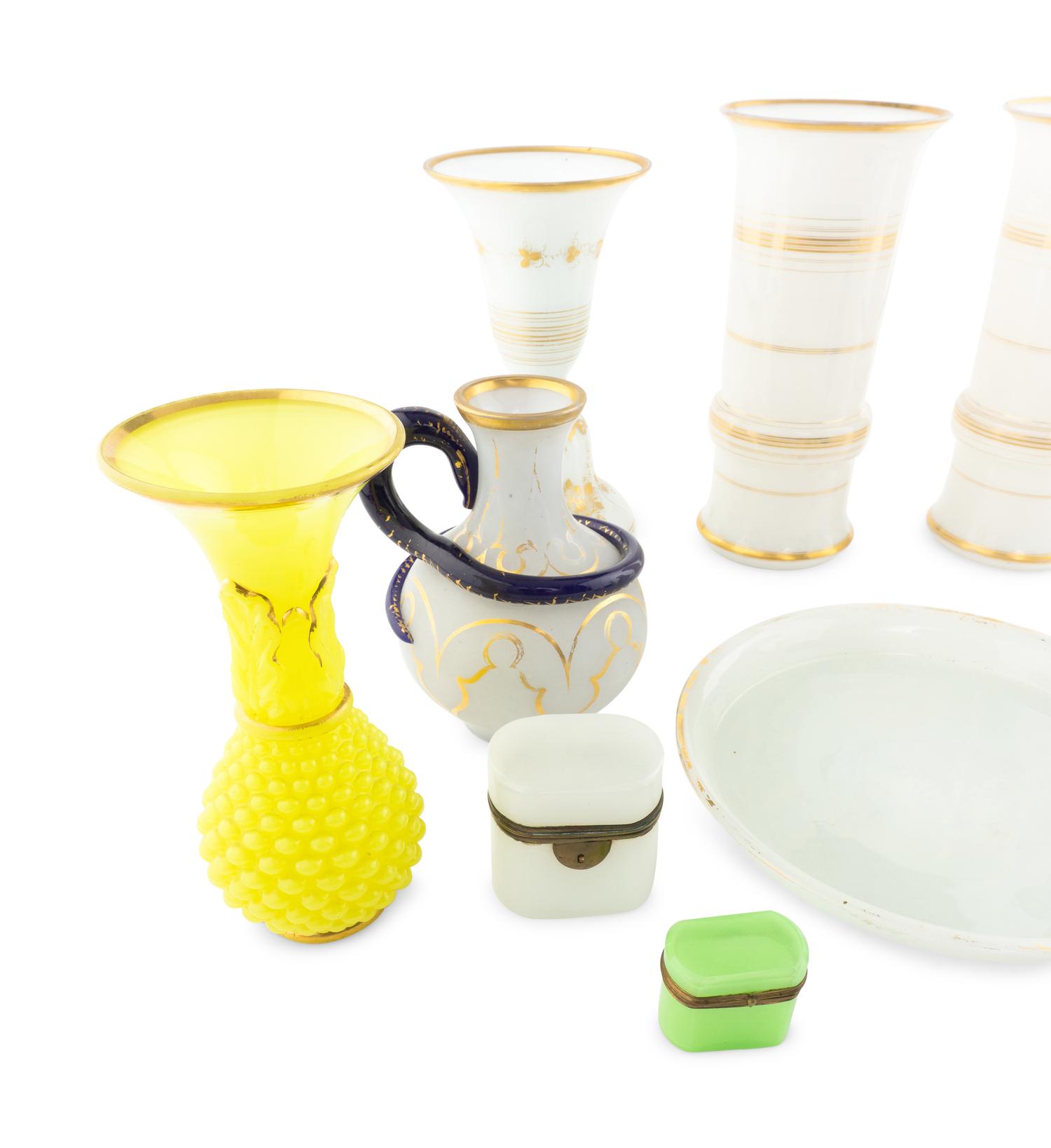 A Group of French Opaline Glass Articles