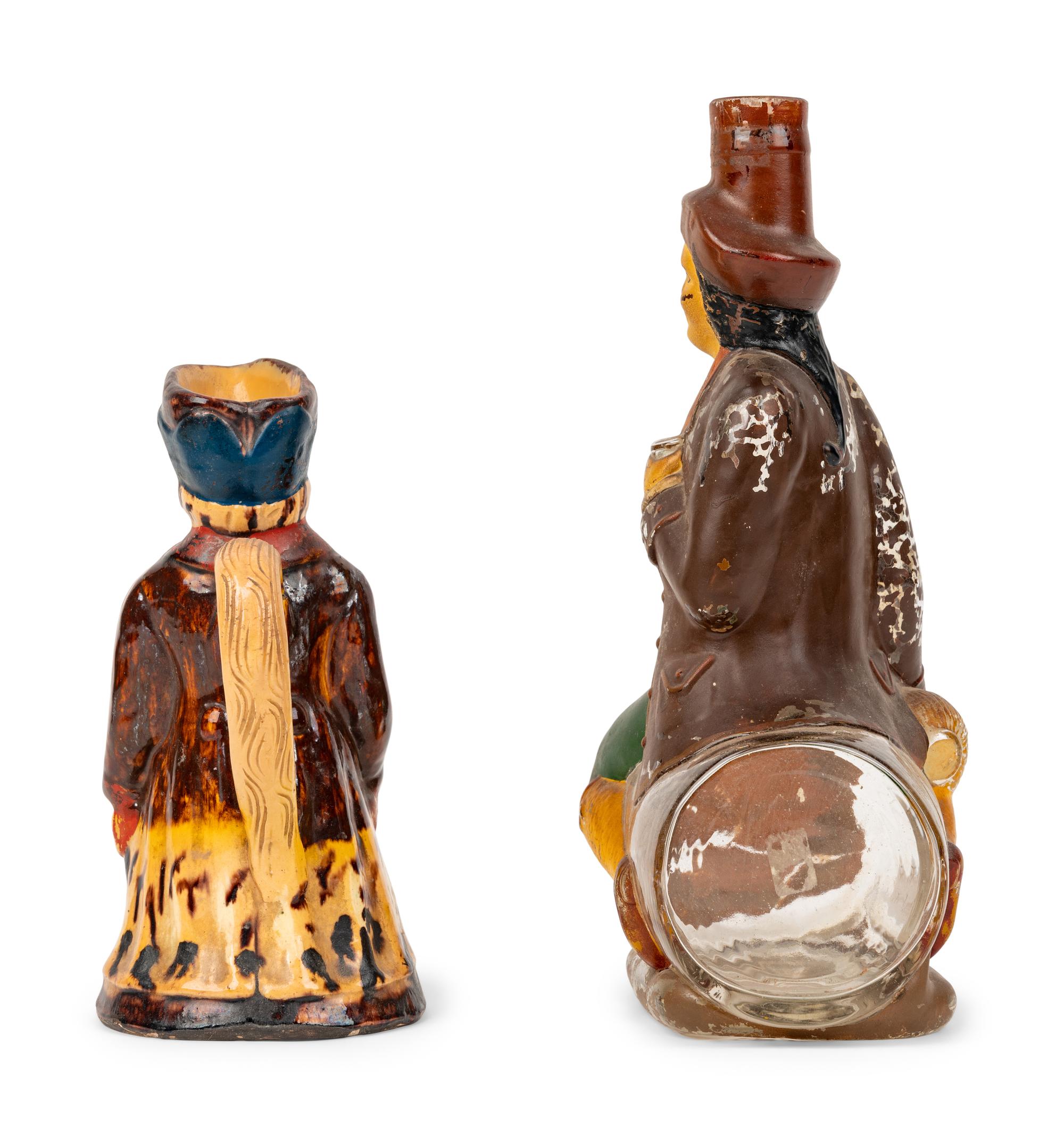 An Italian Giacobino & Rosso-Torino Figural Glass Vermouth Bottle and a Toby Jug