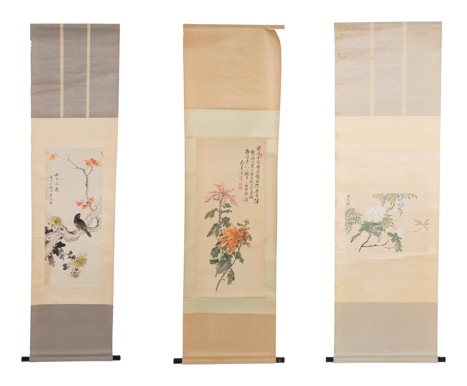 A Group of Three Chinese Scrolls — LATE 19TH CENTURY
