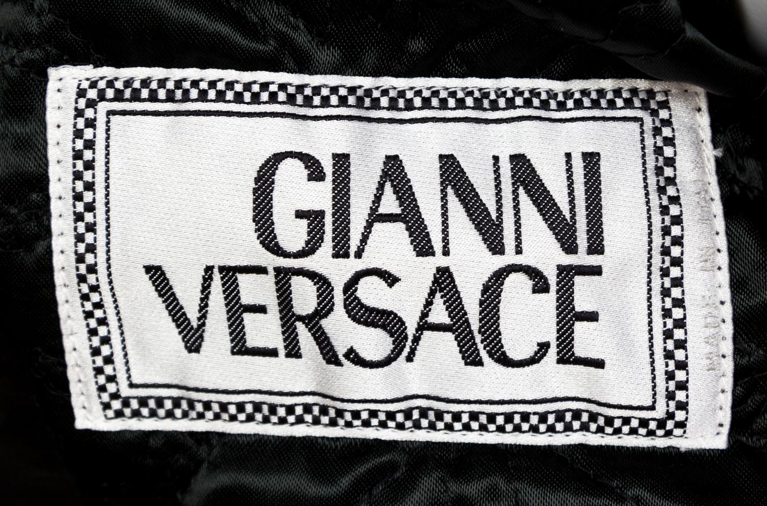A Gianni Versace Black Leather Moto Jacket, No size.