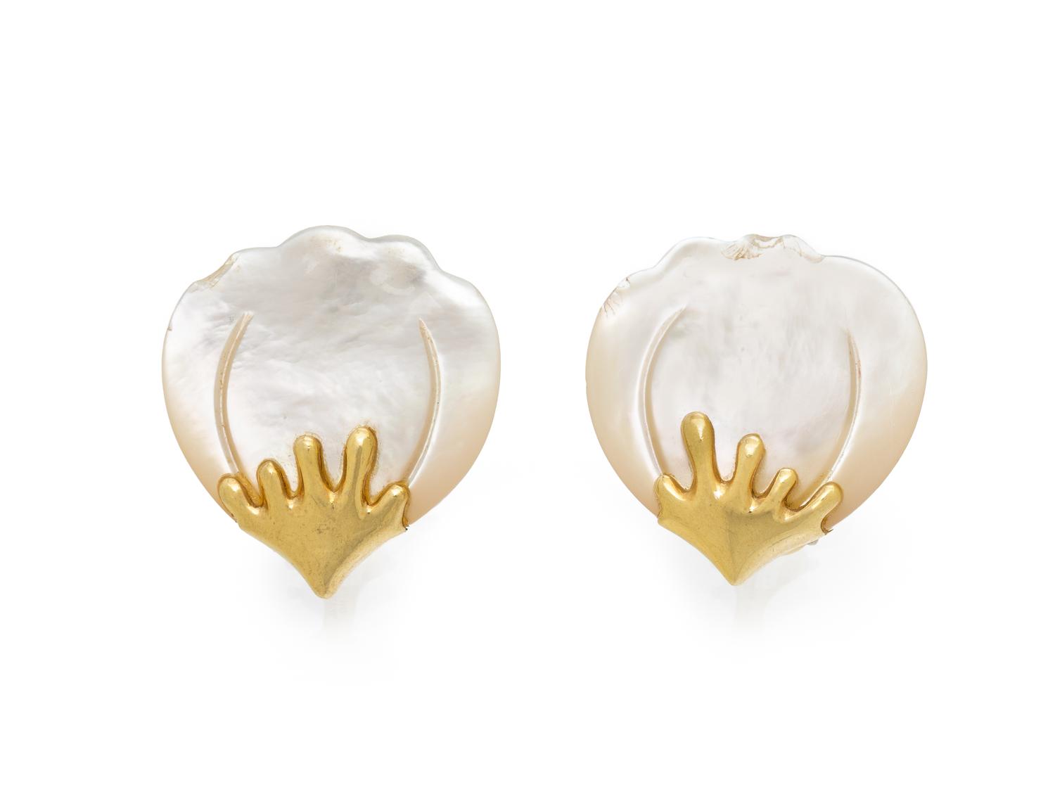 TIFFANY & CO., ANGELA CUMMINGS, MOTHER-OF-PEARL PETAL EARRINGS