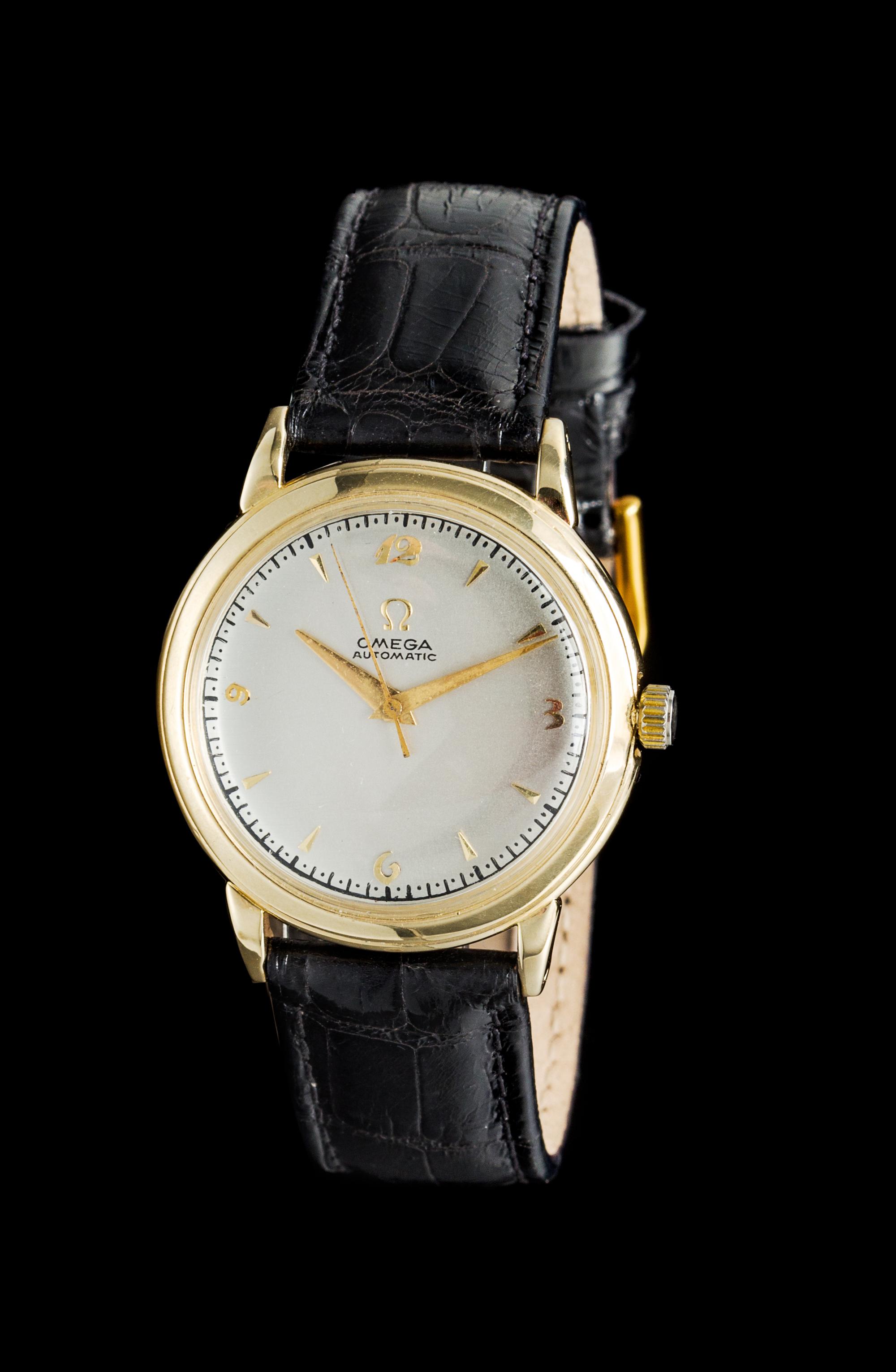 A 14 Karat Yellow Gold Automatic Wristwatch, Omega,
