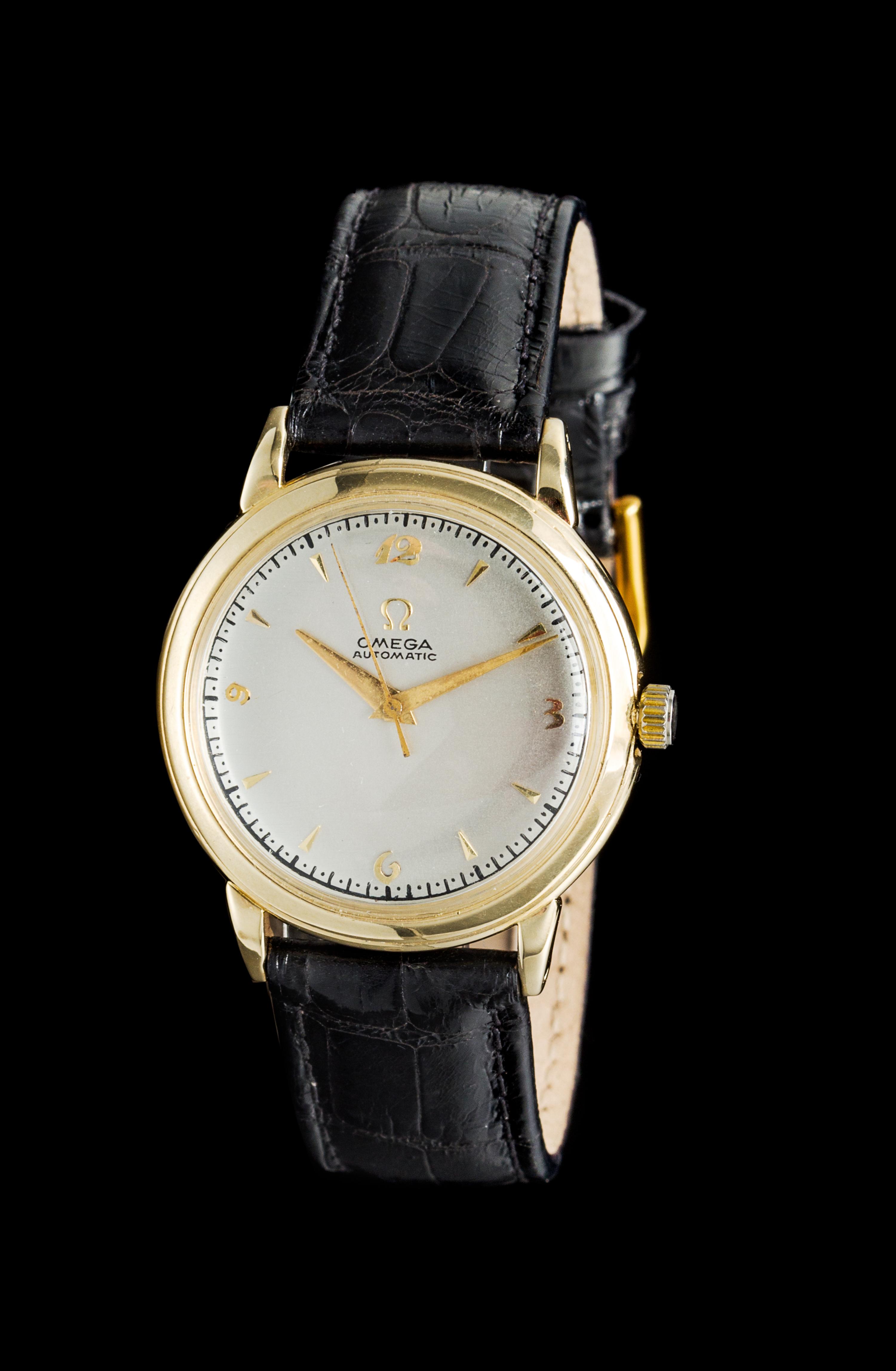 A 14 Karat Yellow Gold Automatic Wristwatch, Omega,