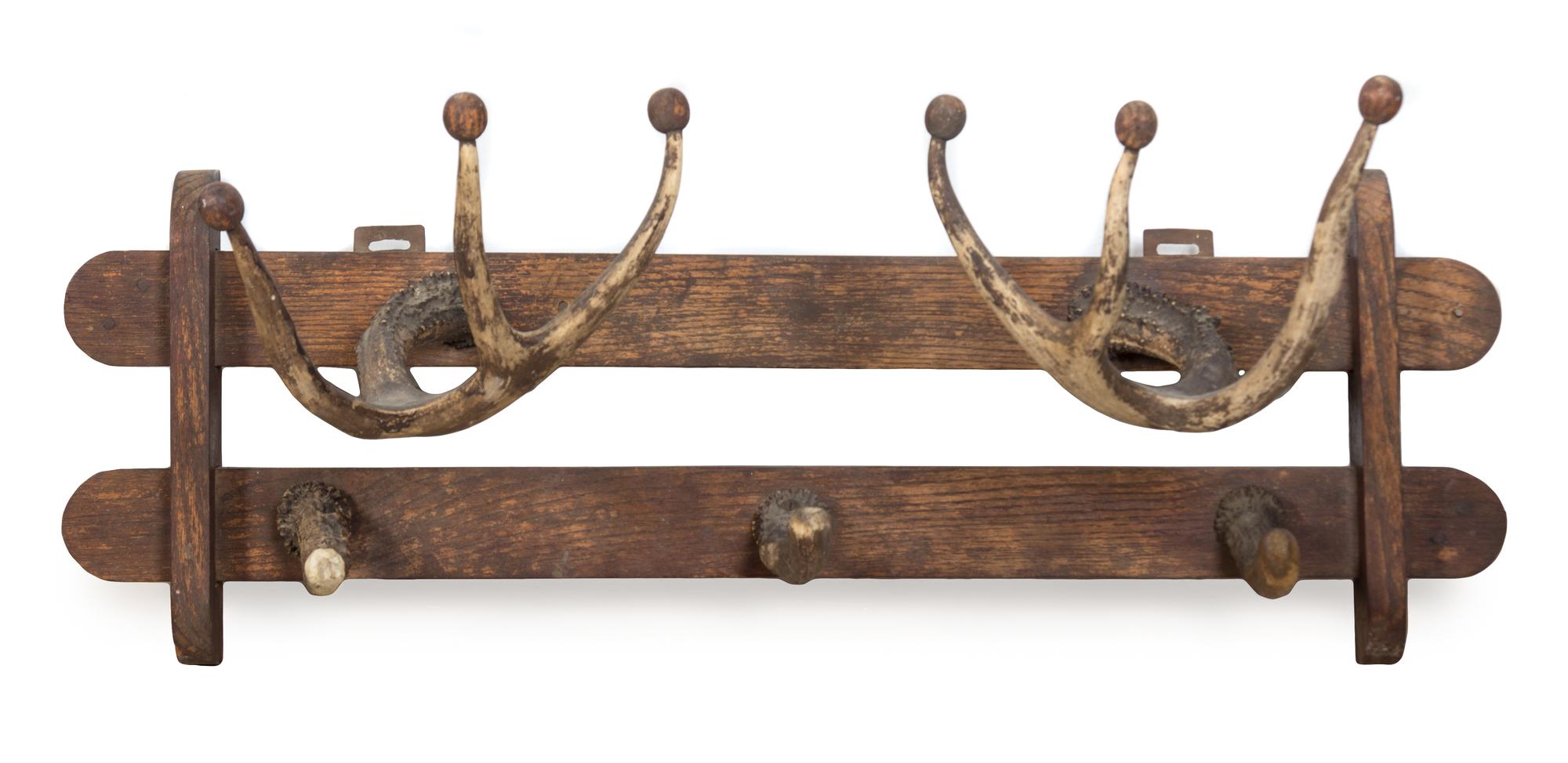An American Folk Art Antler Coat Rack Width 32 5/8 inches.