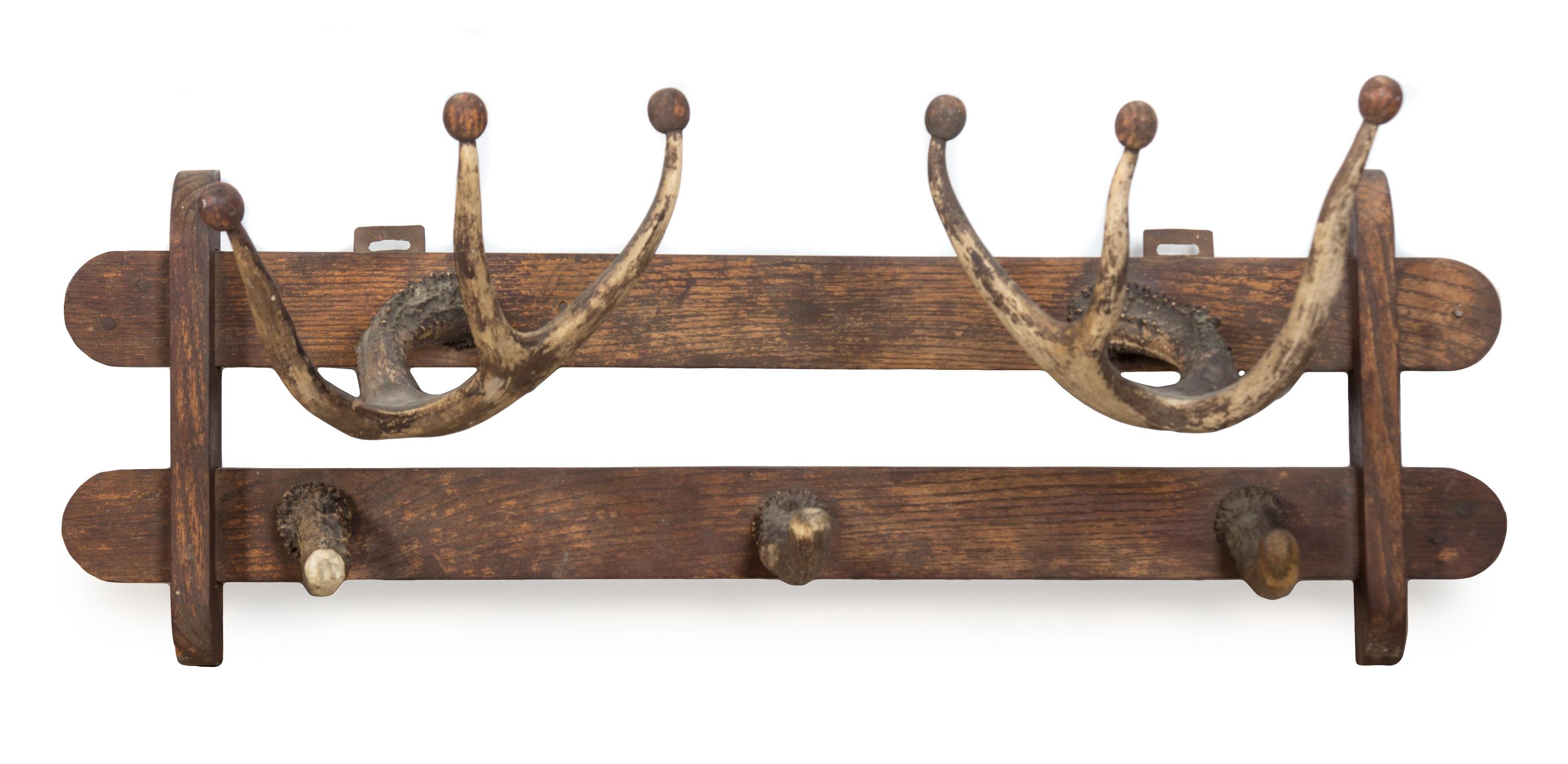 An American Folk Art Antler Coat Rack Width 32 5/8 inches.