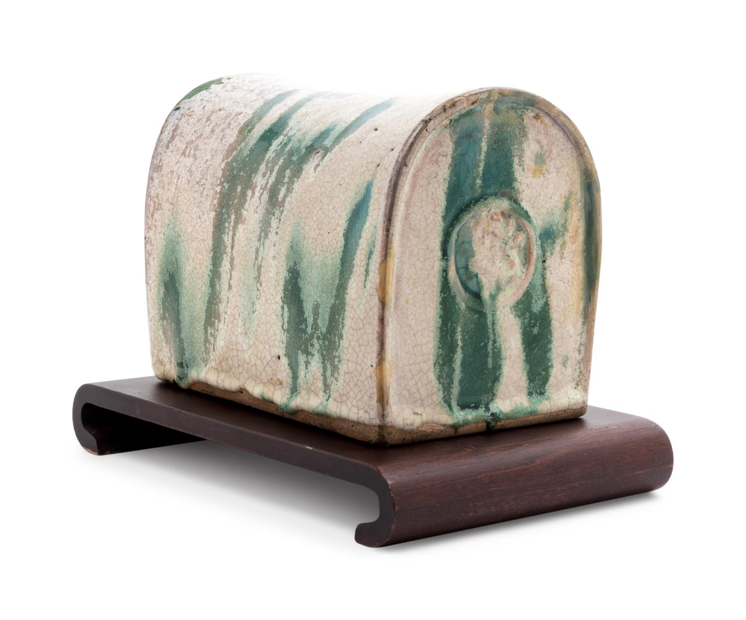 A Green Decorated White Glazed Porcelain Pillow
