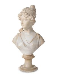 A Continental Alabaster Bust of a Woman
