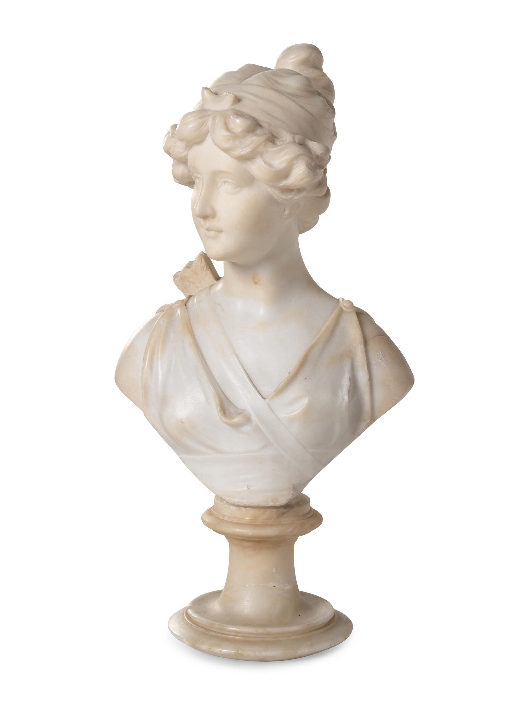 A Continental Alabaster Bust of a Woman