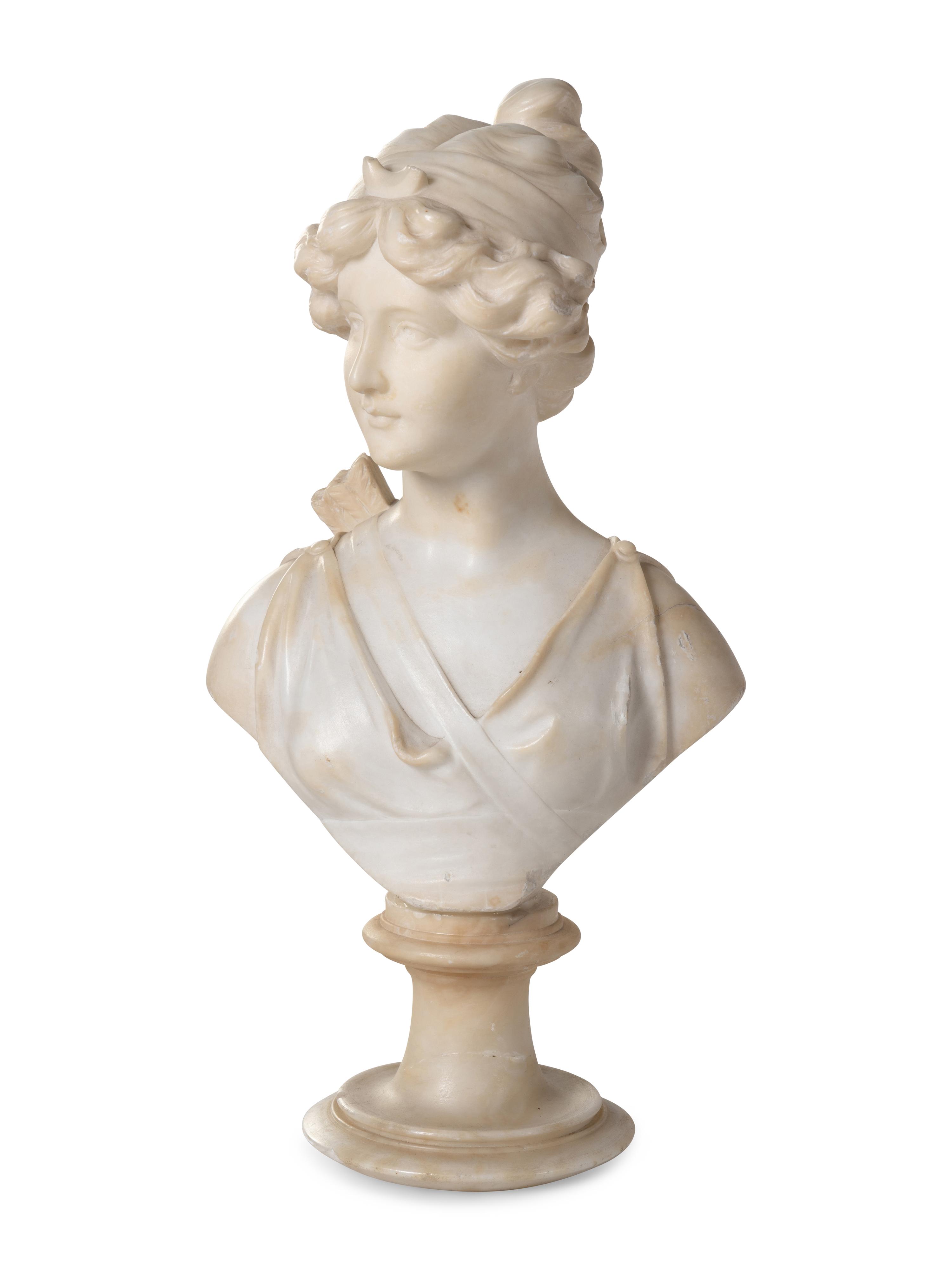 A Continental Alabaster Bust of a Woman