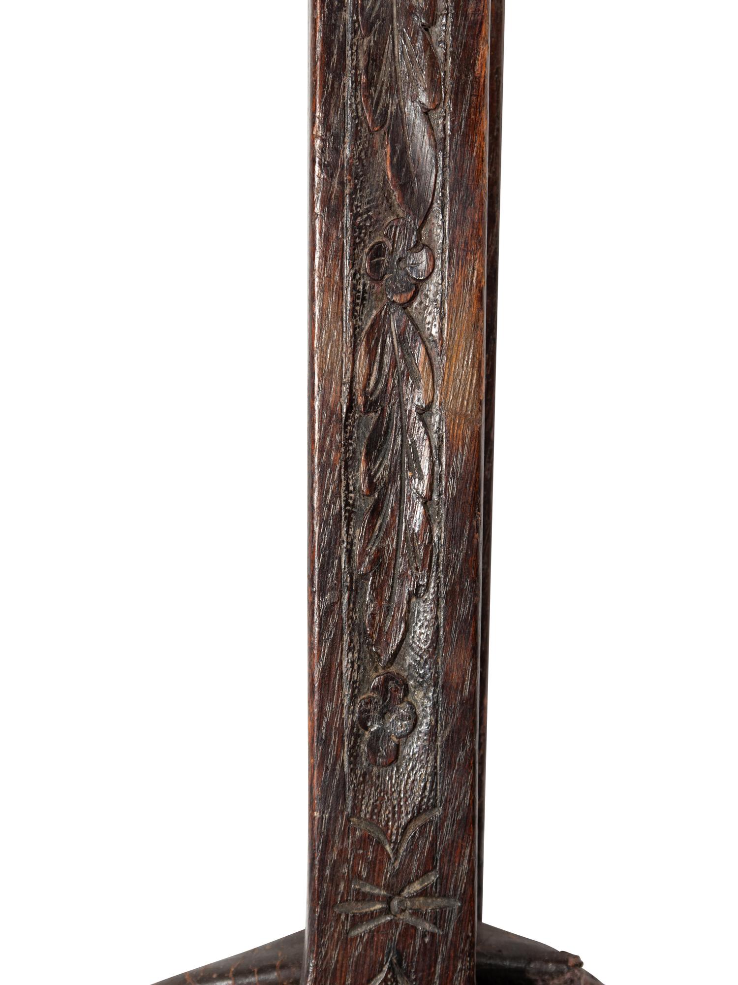 An English Carved Oak Bellows Depicting Warwick Castle