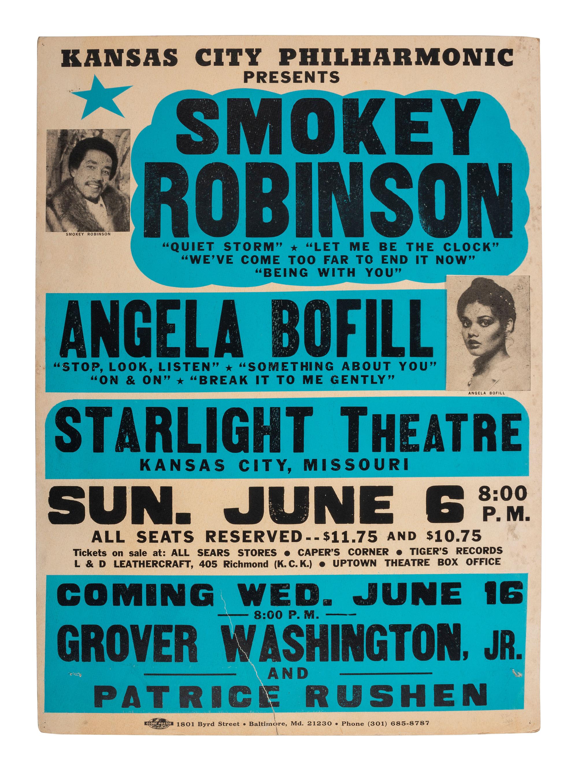 [AFRICAN AMERICANA - MUSIC]. A group of 2 posters promoting shows headlined by B.B. King and Smokey Robinson. Ca 1980s.