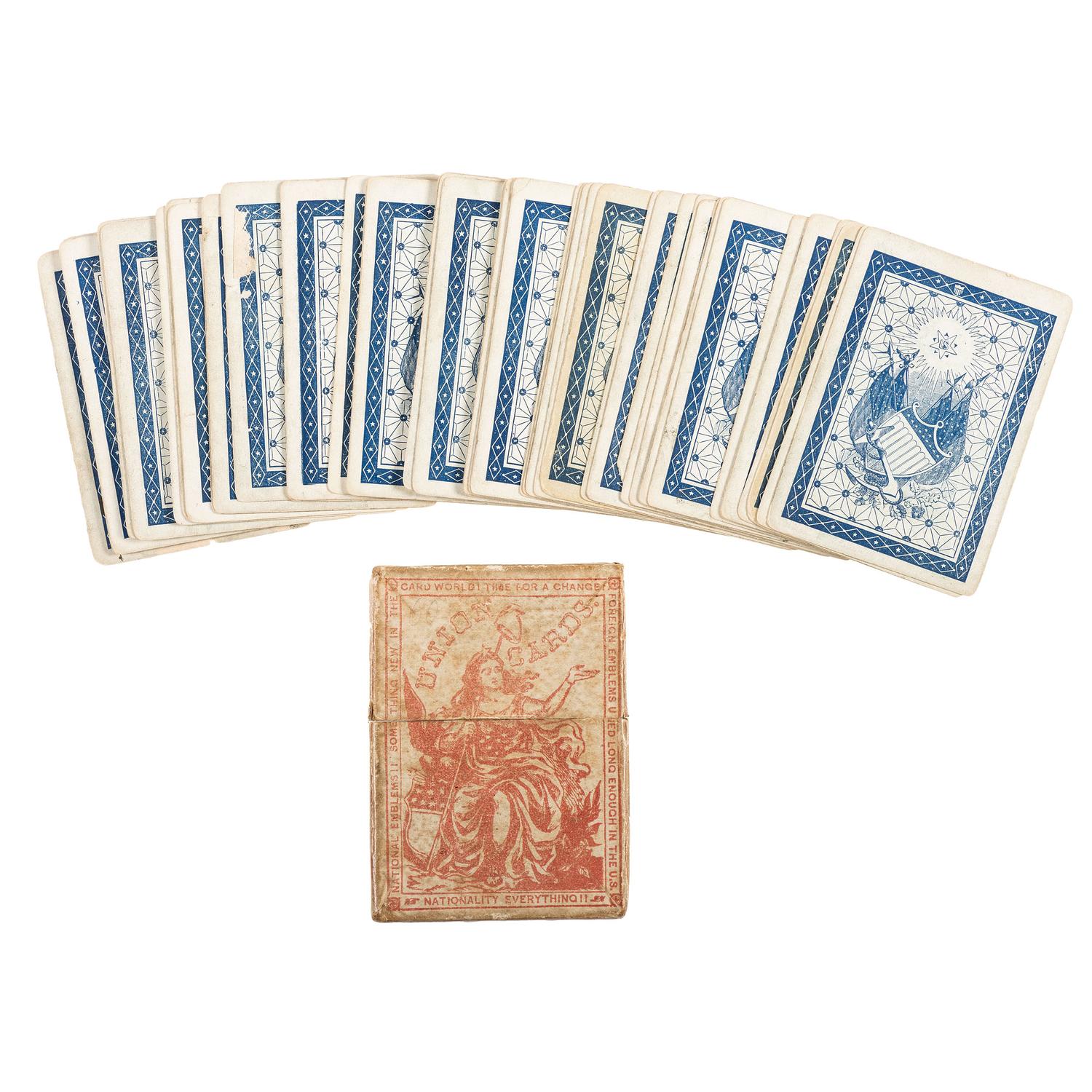 Union Playing Cards . New York: American Card Co., [ca 1864]. Complete set of Civil War playing cards with original box.
