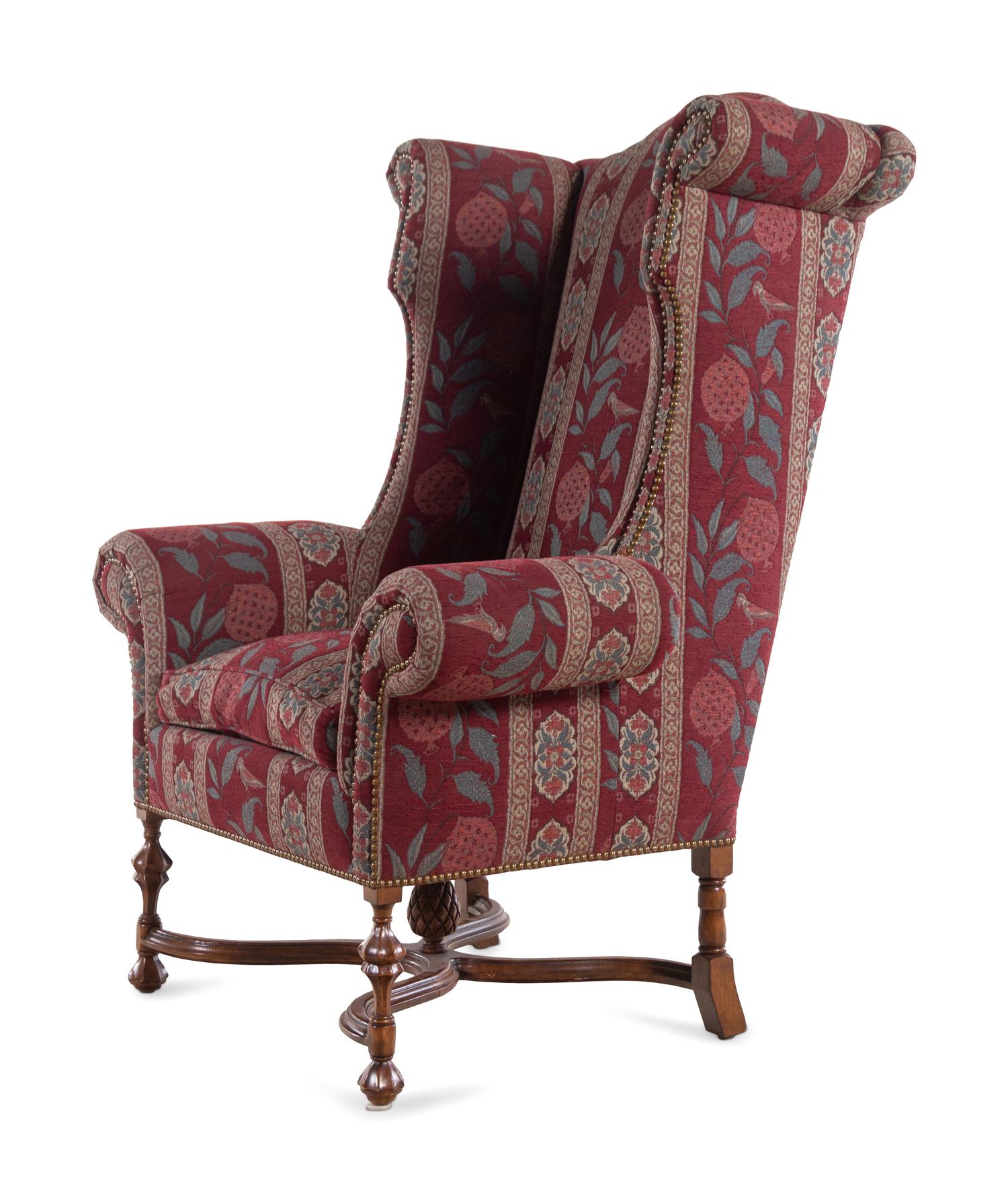 A William and Mary Style Wingback Armchair
