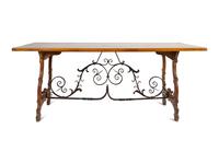A Spanish Baroque Style Iron-Mounted Oak Trestle Table