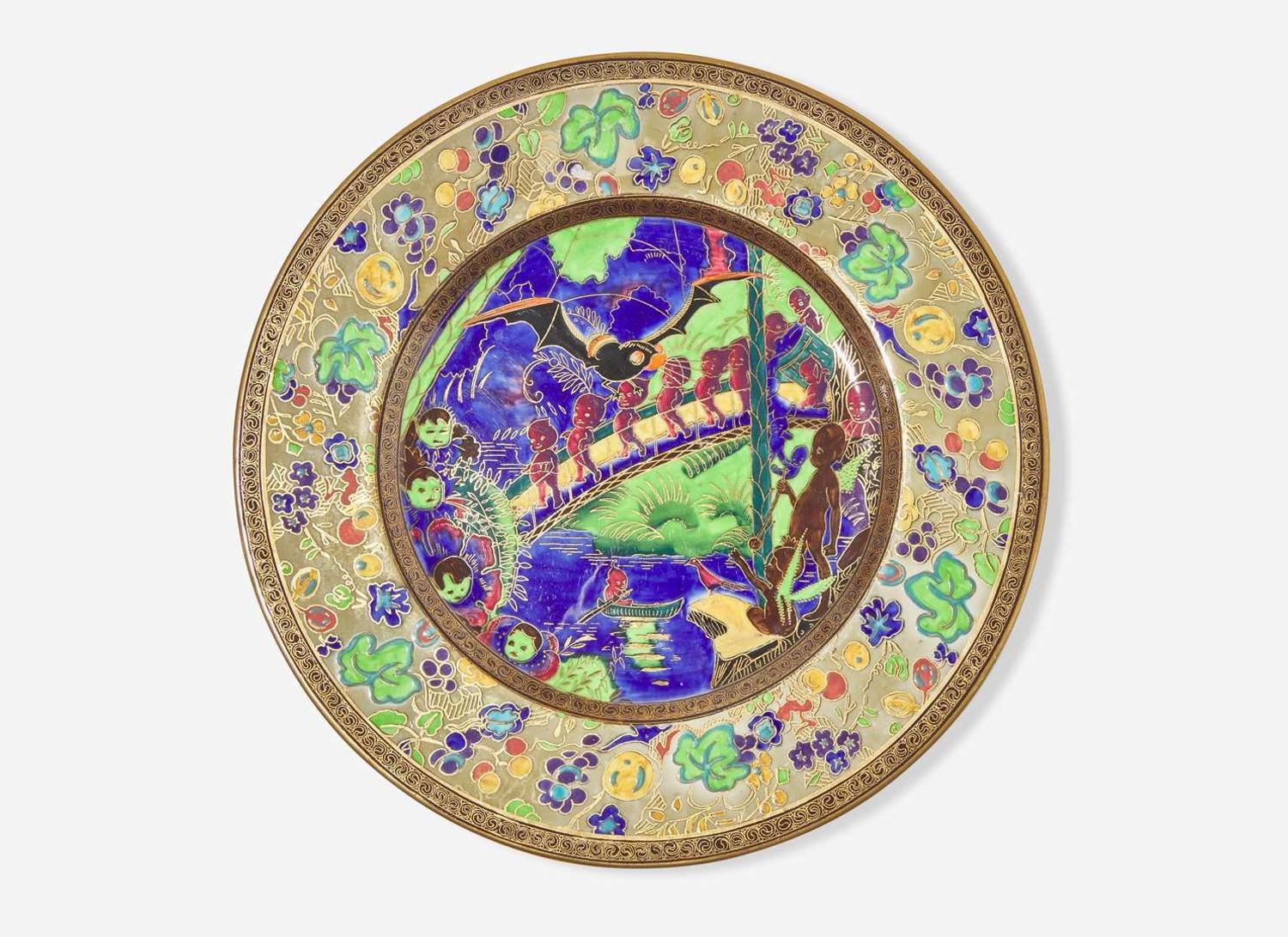 A Wedgwood Fairyland Lustre Roc Centre Plate, UK, 1920s