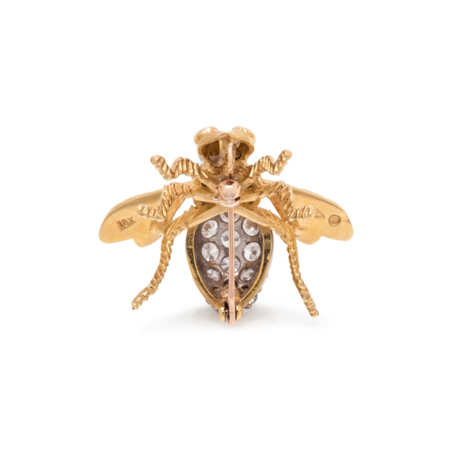 HERBERT ROSENTHAL, BICOLOR GOLD AND DIAMOND BEE BROOCH