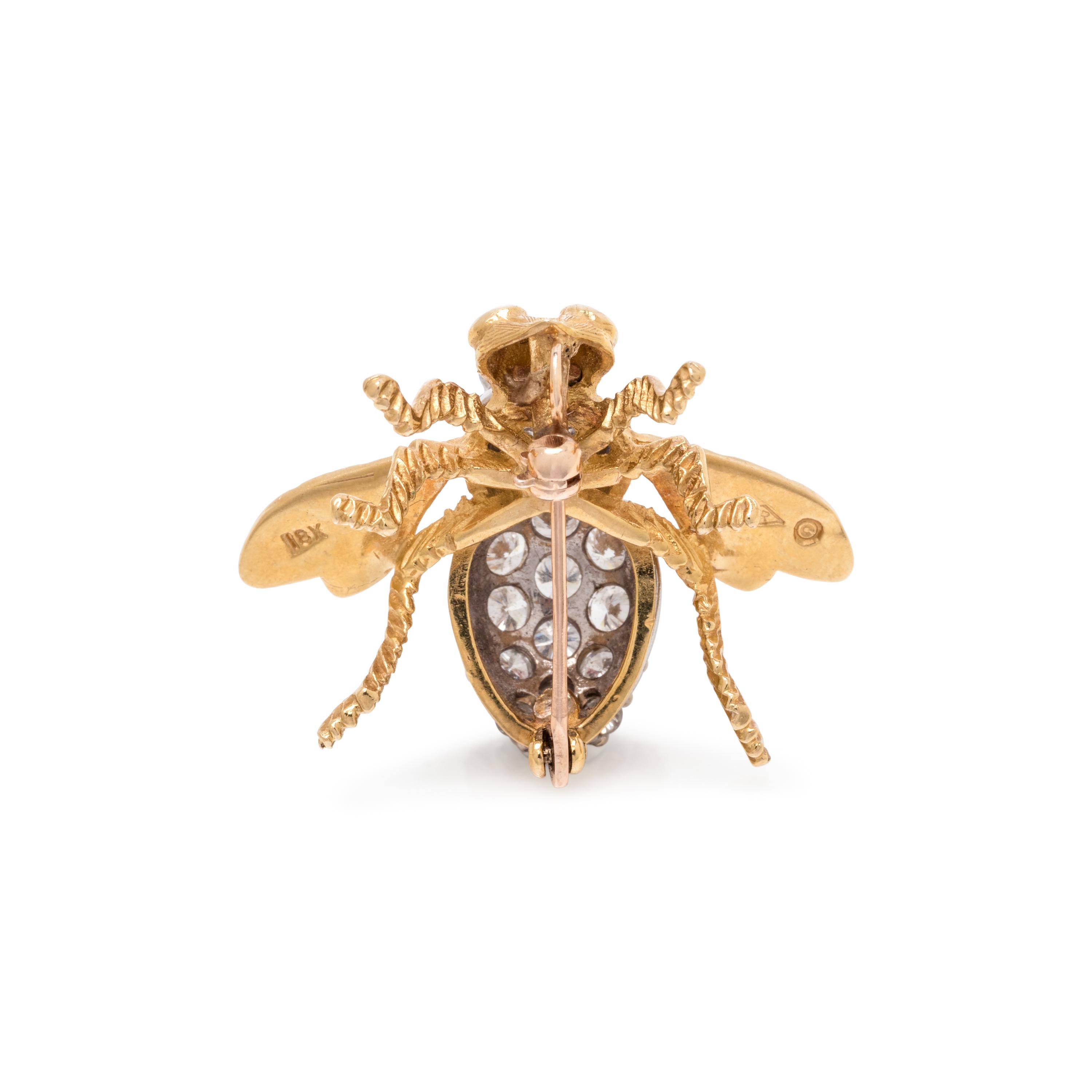 HERBERT ROSENTHAL, BICOLOR GOLD AND DIAMOND BEE BROOCH