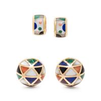 ASCH GROSSBARDT, COLLECTION OF MOTHER-OF-PEARL, HARDSTONE, AND YELLOW GOLD EARRINGS
