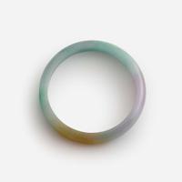 Two white and colored jadeite bangles 翡翠贵妃镯一组两件