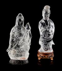 Two Rock Crystal Figures of Immortals Height of larger 6 1/2 inches. — 19TH CENTURY
