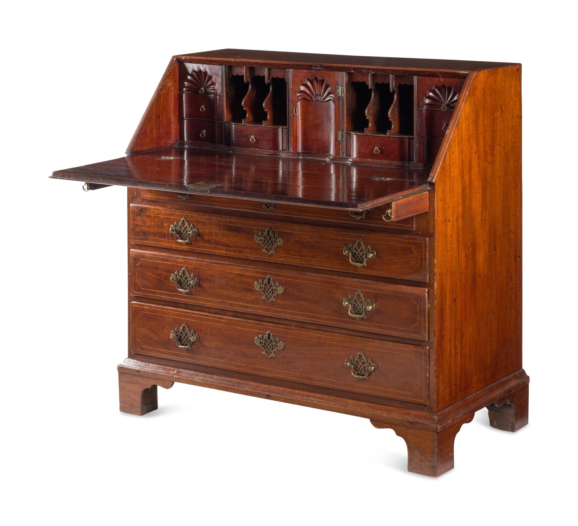 A George III Mahogany Slant-Front Bureau