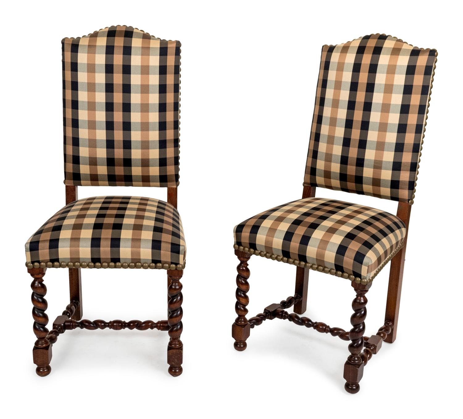 A Set of Six Baroque Style Oak Side Chairs