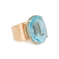 YELLOW GOLD AND AQUAMARINE RING