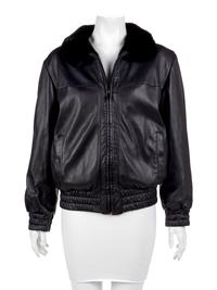 Black Leather and Mink Reversible Bomber Style Jacket,1990-2000's