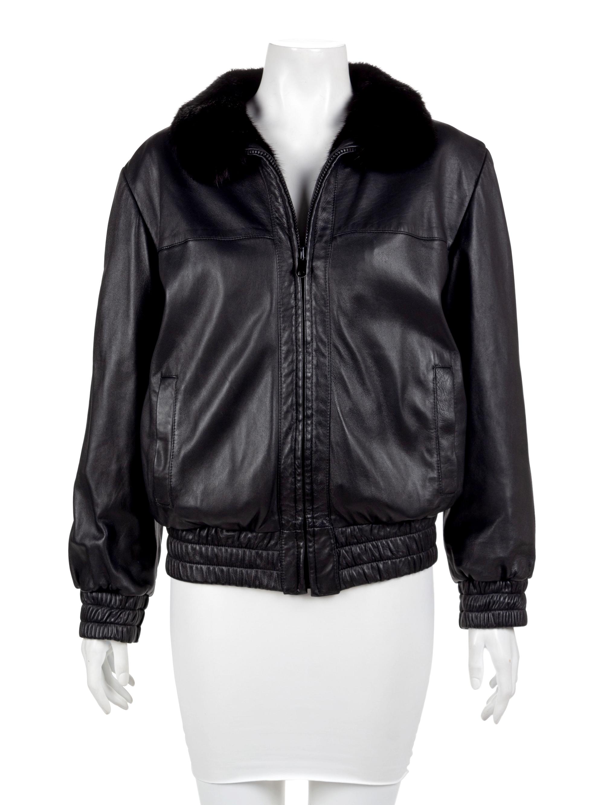 Black Leather and Mink Reversible Bomber Style Jacket,1990-2000's