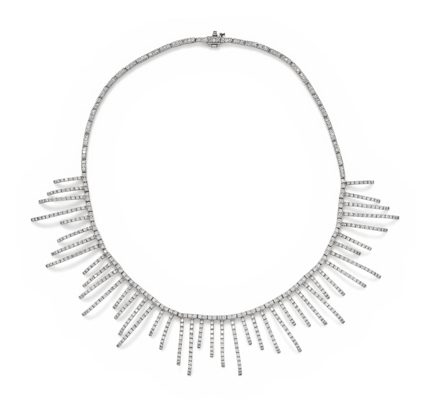 WHITE GOLD AND DIAMOND FRINGE NECKLACE