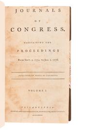 [UNITED STATES CONTINENTAL CONGRESS]. Journals of the Congress... Volume I (Sept. 5, 1774-Jan. 1, 1776) through Volume XIII (November 1787-November 1788). Philadelphia and New York: R. Aitken, John Dunlap, John Patterson, David Claypoole, 1777-1788.