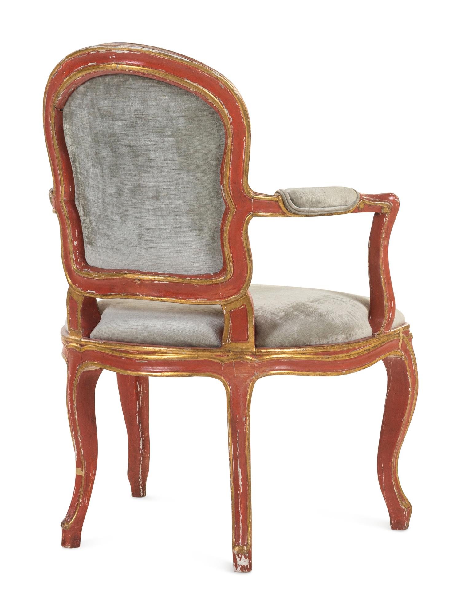 An Italian Painted and Parcel-Gilt Armchair