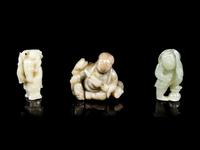 Three Chinese Celadon Jade Figural Groups