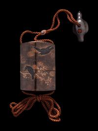 A Japanese Black and Gold Lacquer Four-Case Inro
