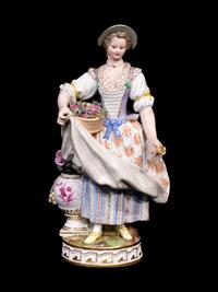 A Meissen Porcelain Figure of a Female Gardener