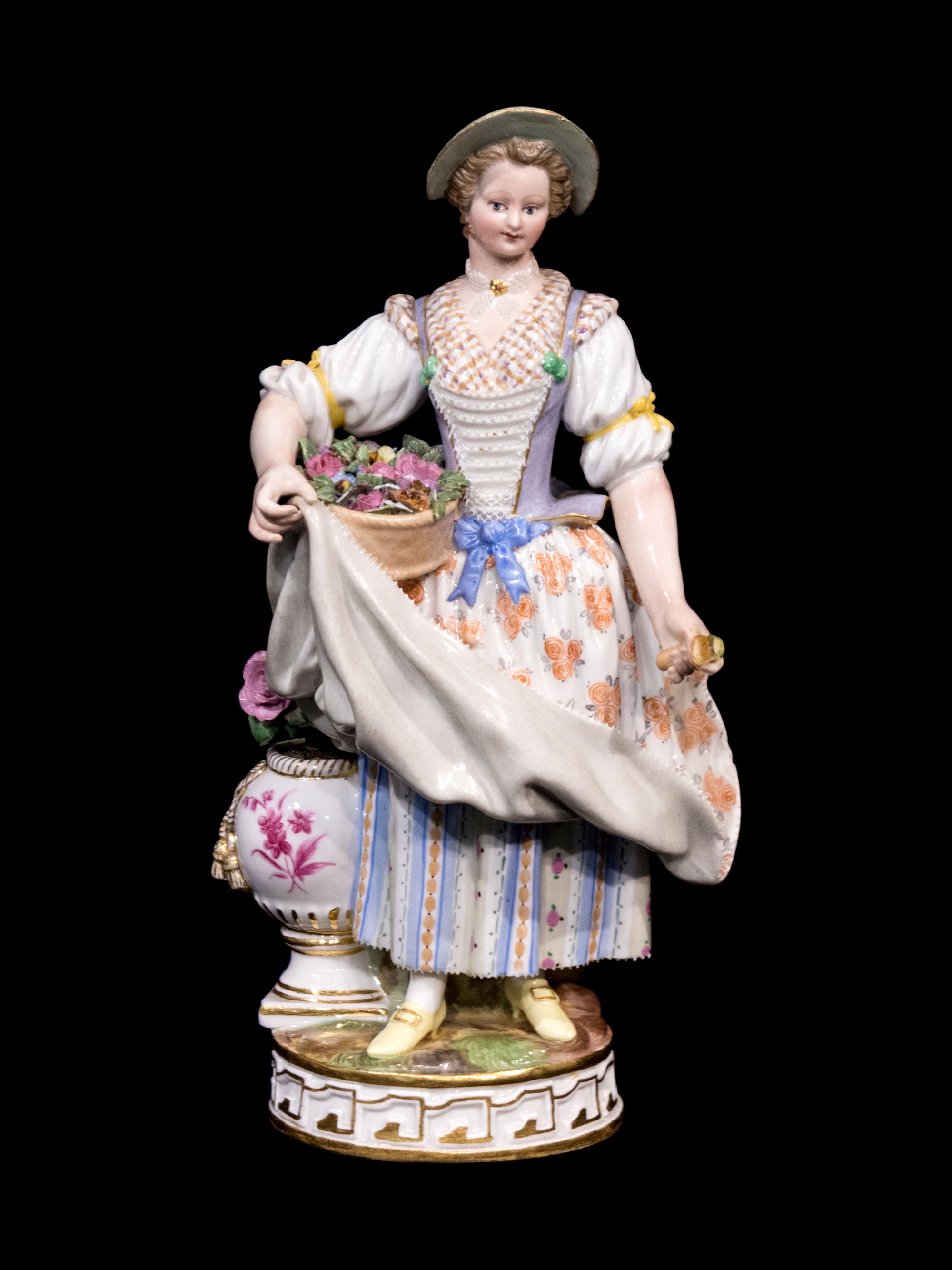 A Meissen Porcelain Figure of a Female Gardener