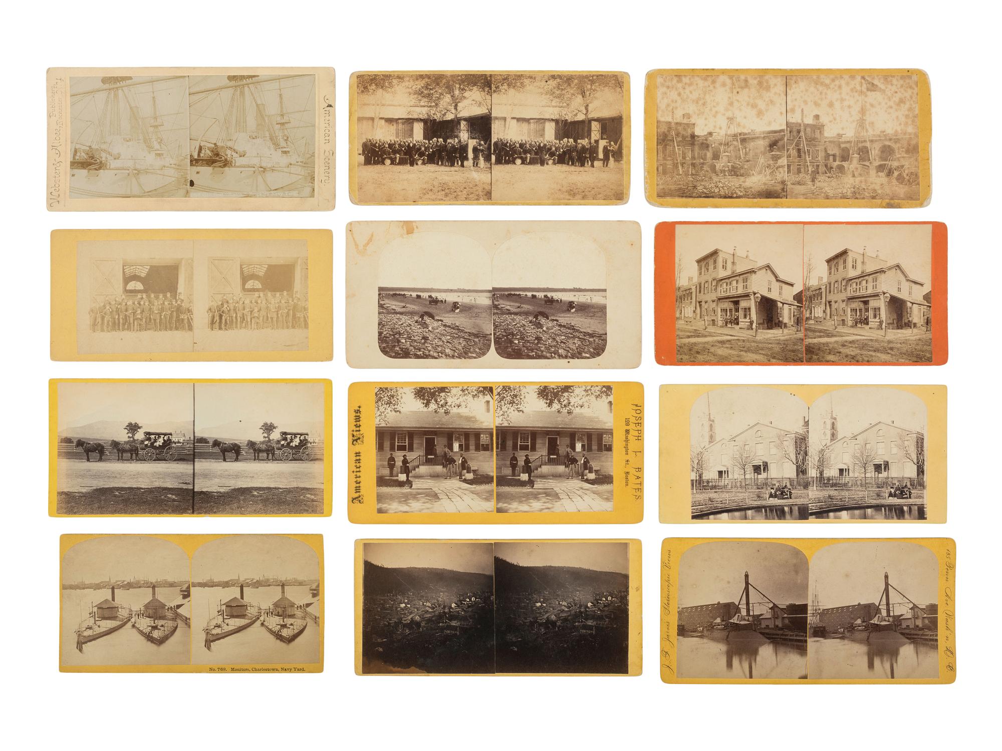 [EARLY PHOTOGRAPHY]. Large selection of stereoviews, incl. Civil War, railroad, landmarks, and landscapes.